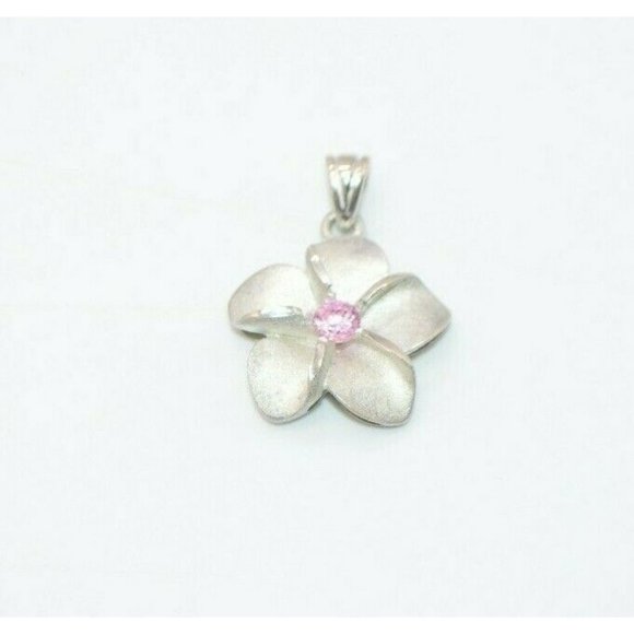 Vintage Jewelry - Sterling Silver .925 Pink Glass Rhinestone Flower
